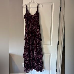 Lulus I Love You Amore Plum Purple Floral Velvet Tiered Maxi Dress